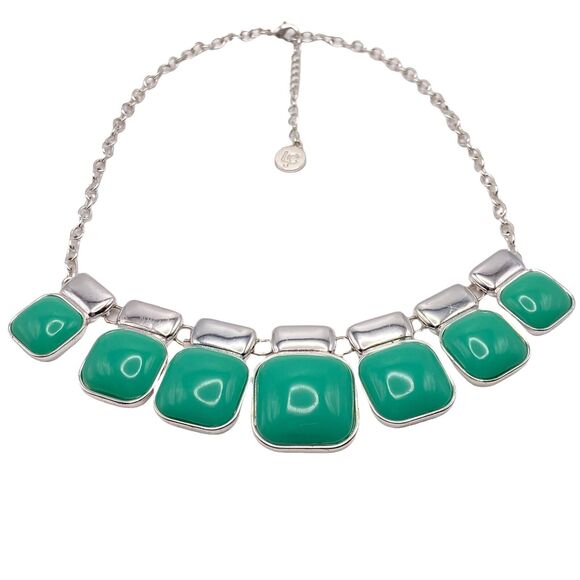 Liz Claiborne Statement Necklace Silver Tone Womens Fashion Chunky 19" Vintage - Picture 1 of 12